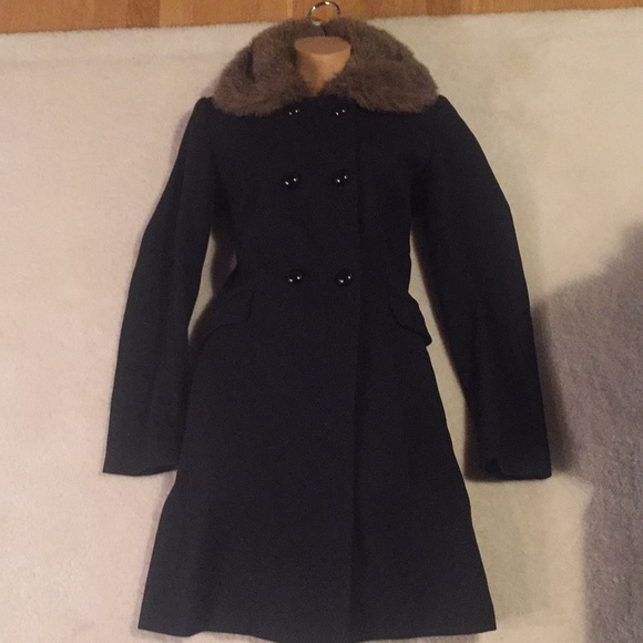 ❄️NWOT Banana Republic faux fur trim long jacket - Picture 1 of 8